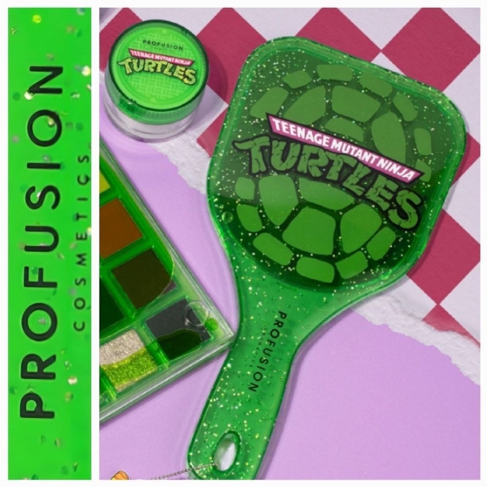 Profusion Cosmetics X TMNT Handheld Mirror  limited edition green glitter